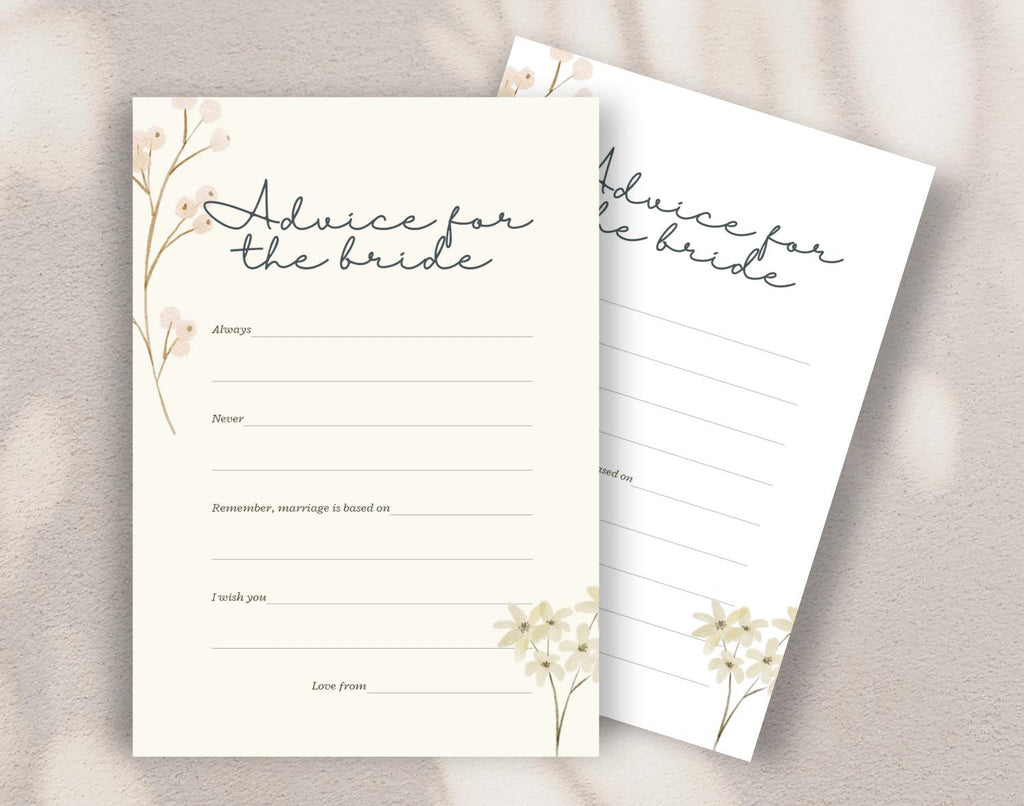 Two  'Advice for the bride-to-be' cards on a beige background. __etsy:7436164186